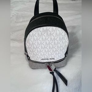MICHAEL KORS Mini Color-Block Logo Backpack/ Black, White, Gray